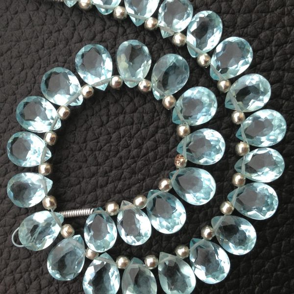 Brand New, Full 6 Inch Strand, SKY BLUE QUARTZ Faceted Cut Pear Shape Briolettes,6x8mm size,Superb Item at Low Price.