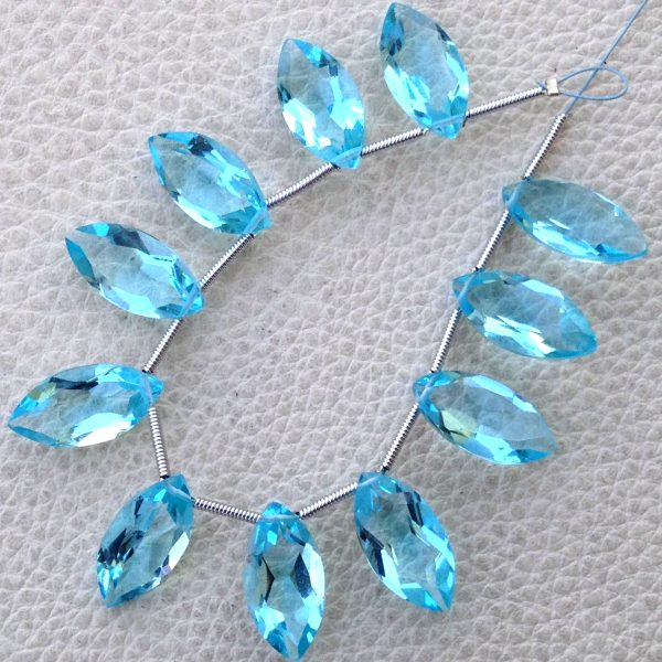 5 Matched pairs, SUPER SKY Blue Quartz Faceted CUT Marquise Shape Briolettes,16X8mm Size,Finest Item.