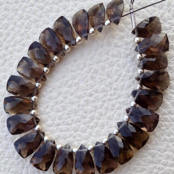 Brand New, Full 6 Inch Strand, Natural SMOKY QUARTZ Faceted Pyramid Shape Briolettes,10x6mm size,Superb Item at Low Price.. (Copy)