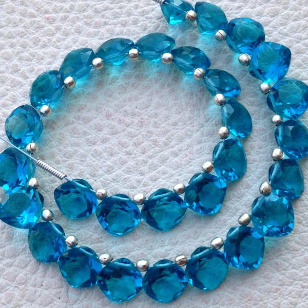 Brand New, Full 6 Inch Strand, SWISS BLUE QUARTZ Faceted Cut Cushion Shape Briolettes,8x8mm size,Superb Item at Low Price.