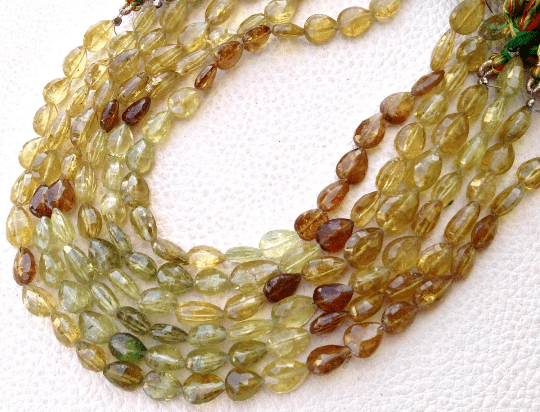 Brand New, Full 8 Inch Strand,SUPERB-FINEST Grossular Garnet Faceted Full Drilled Pear ,8-9mm Long,Great Quality,Limited Quantity