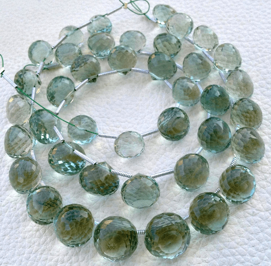 8 Inch Strand,Very-Very-Finest Quality AAA,Green Amethyst Faceted Onions Shaped Briolettes, 8-9mm Long size,GORGEOUS