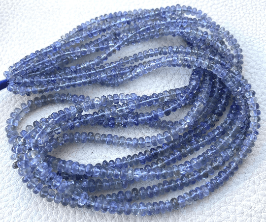 Brand New, Full 14 Inch Full Strand,Natural TANZANITE Smooth Rondelles Beads,4-3.5mm Size, Amazing Item at Low Price.