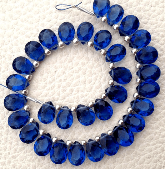 Brand New, Full 6 Inch Strand, KASHMIR BLUE QUARTZ Faceted Cut Pear Shape Briolettes,6x8mm size,Superb Item at Low Price