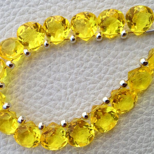30 Pieces,Brand New Item, YELLOW QUARTZ Faceted Cut Heart Shape Briolettes,8x8mm size,Superb Item at Low Price.