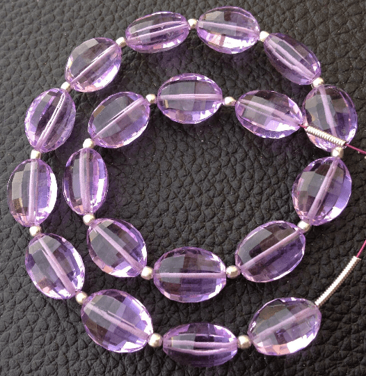 8 Inch Full Strand, Amaazing LAVENDAR Pink Quartz Faceted Ovals Nuggets, 9-12mm size,Finest Cut and Polished