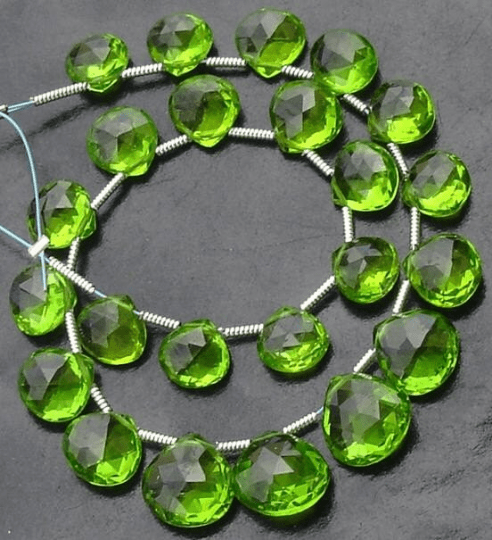 PARROT GREEN QUARTZ, Finest Quality,Superb-Rare Quartz Faceted Heart Shape Briolettes,8-11mm size,